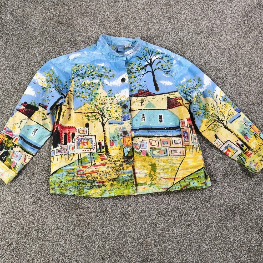 Half Moon Bay Colorful Art Print Jacket Gallery Scene Womens M